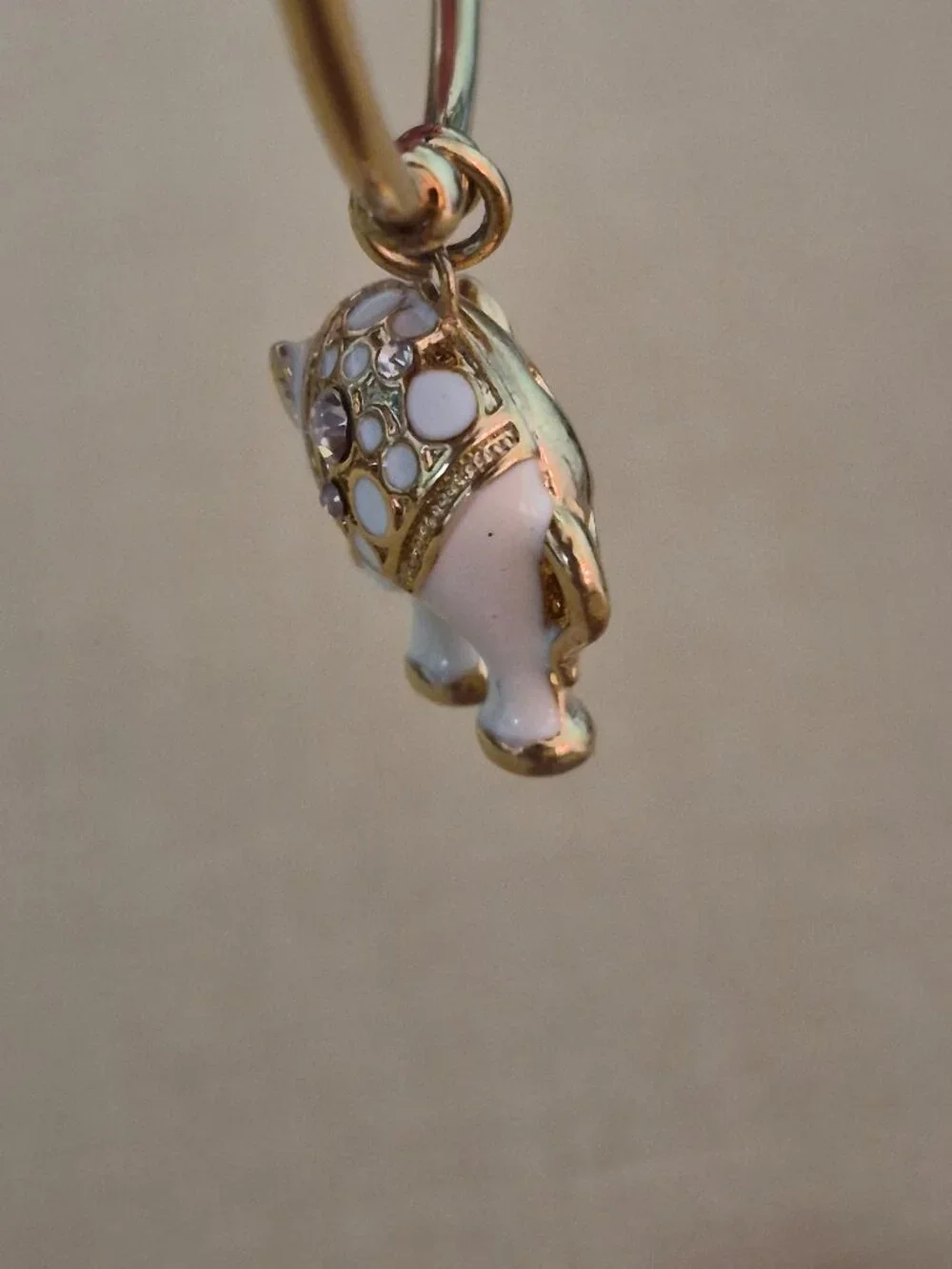 White Enamel 18K Gold Plated Swarovski Crystal Elephant Cuff Bangle Bracelet 6.5